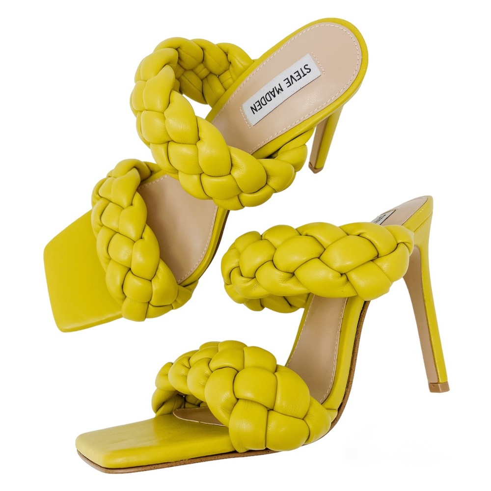 Steve Madden Kenley Citron Woven Square Toe Heeled Sandals Women’s 11